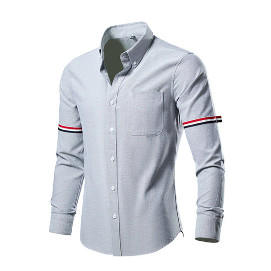 Herren tailliertes Oxford-Businesshemd mit Button-Down-Kragen, Brusttasche und markantem Armband-Detail Shop Nory
