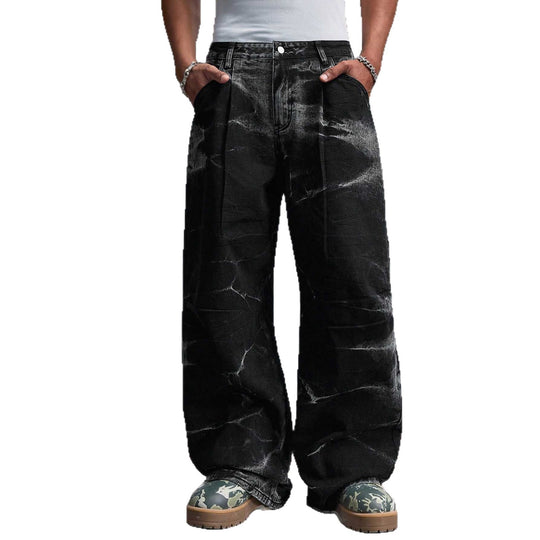 Herren Weit geschnittene Denim-Hosen mit besonderem Waschungseffekt Shop Nory
