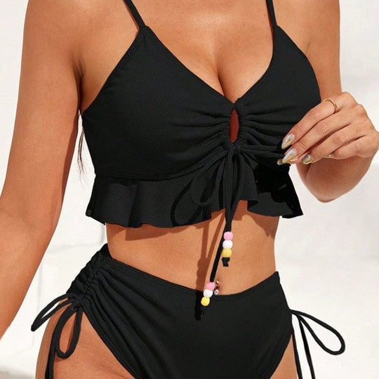 Damen Badeanzug mit Rüschendetails und verstellbaren Trägern