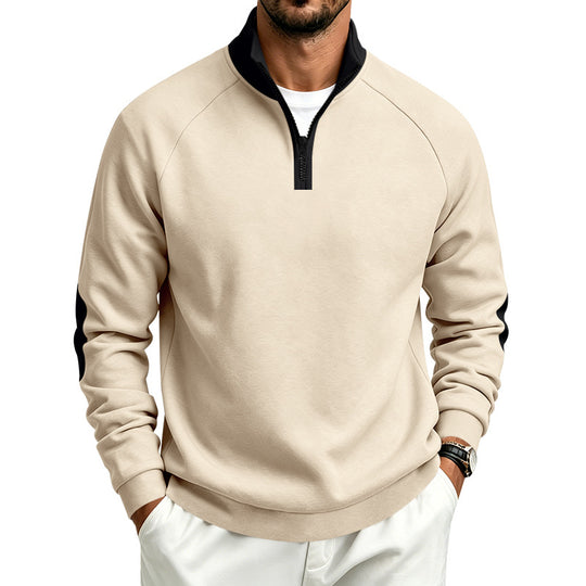 Herren Halbzip-Pullover mit Stehkragen und Ellbogen-Patches Shop Nory