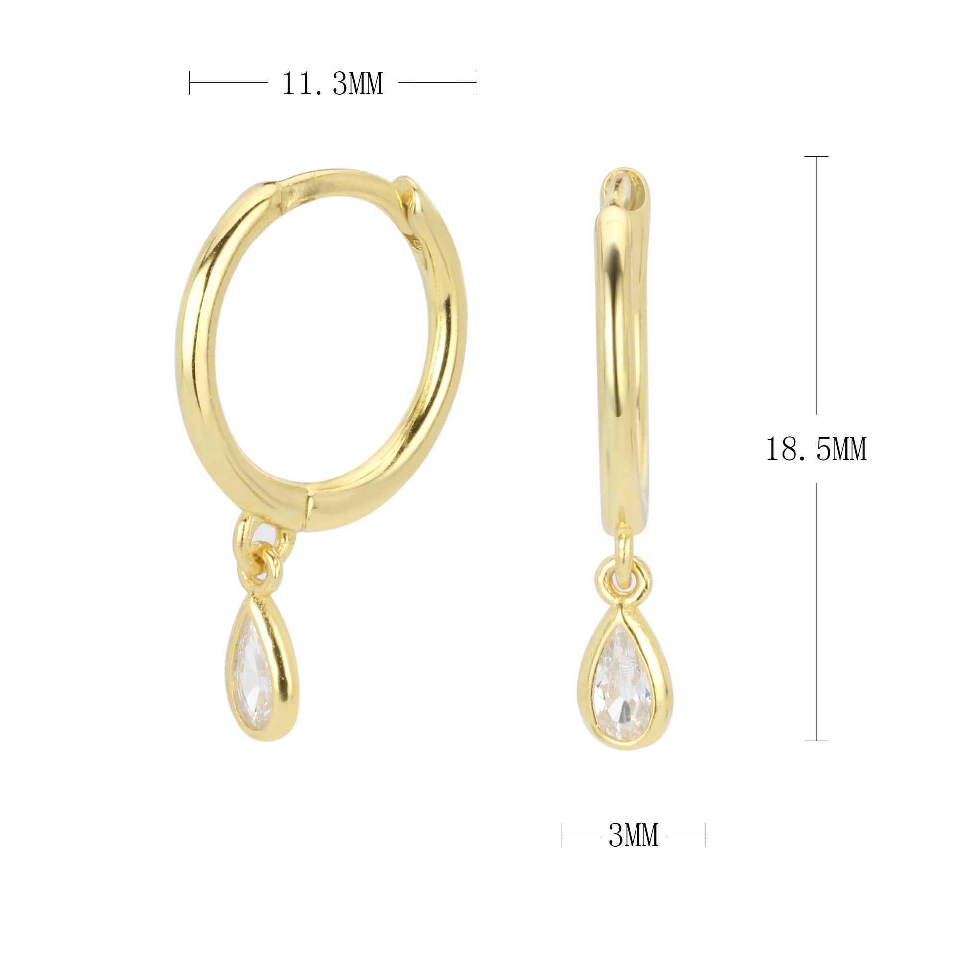 Damen Creolen mit tropfenförmigem Zirkonanhänger Shop Nory
