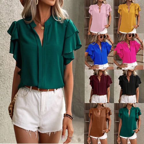 Damen elegante Bluse mit voluminösen Rüschen