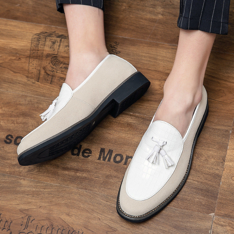 Herren eleganter Quasten-Loafer mit kroko-geprägtem Lederblatt und weichem Veloursaußenmaterial Shop Nory