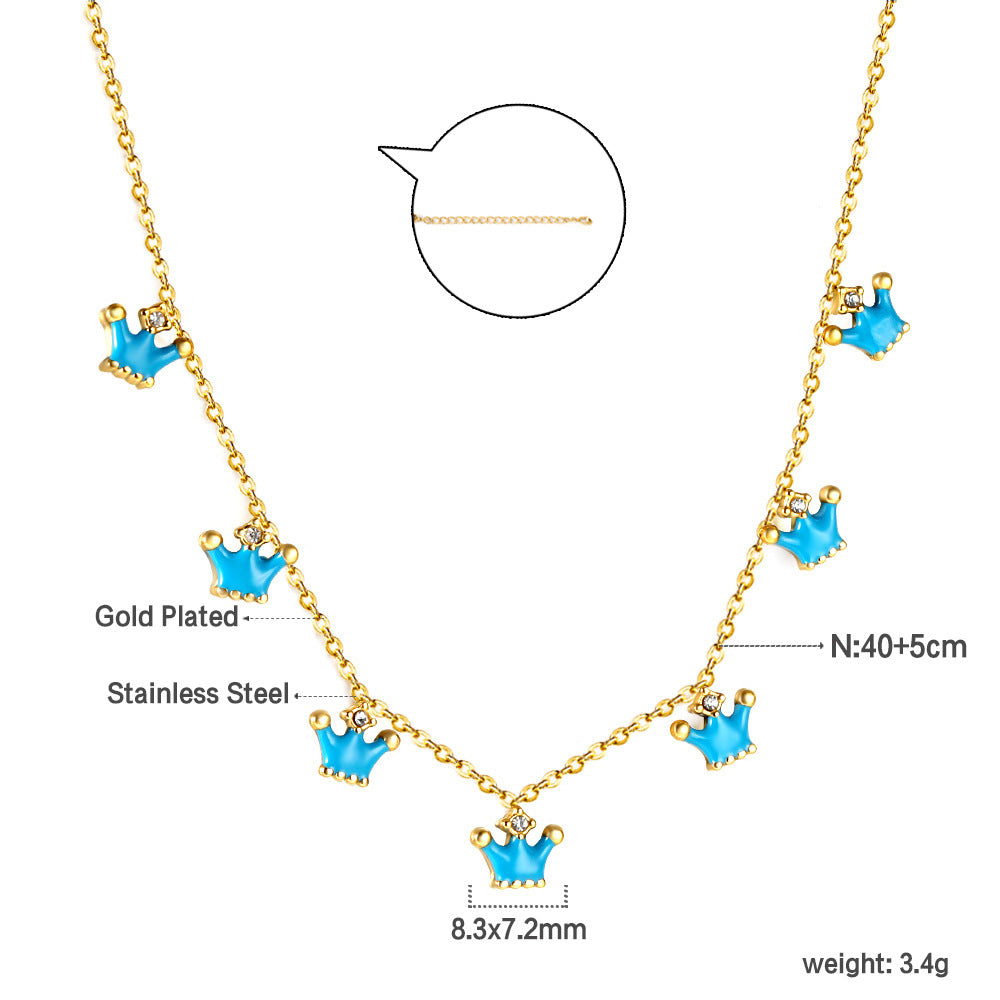 Damen Halskette mit königlichen Krönchen-Anhängern aus hochwertigem Edelstahl und elegantem Goldüberzug Shop Nory