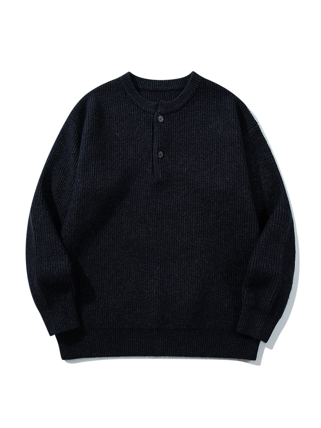 Herren Grobstrick-Henley-Pullover mit halber Knopfleiste und Rippbündchen Shop Nory