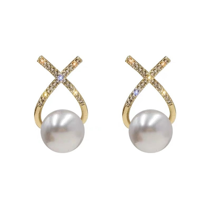 Damen Perlenohrringe mit funkelndem Zirkonia-Design Shop Nory