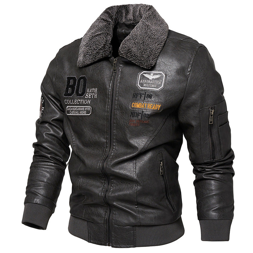Herren Kunstlederjacke mit gefüttertem Kragen Shop Nory