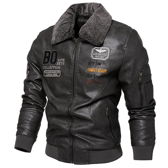 Herren Kunstlederjacke mit gefüttertem Kragen Shop Nory