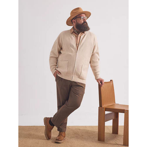Unisex Oversized Boxy-Strickjacke mit verdecktem Reißverschluss und breiter Rippenstruktur Shop Nory