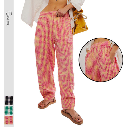 Karo BaumwollgewShopnoryte Lässige College-Style Bubble-Hosen