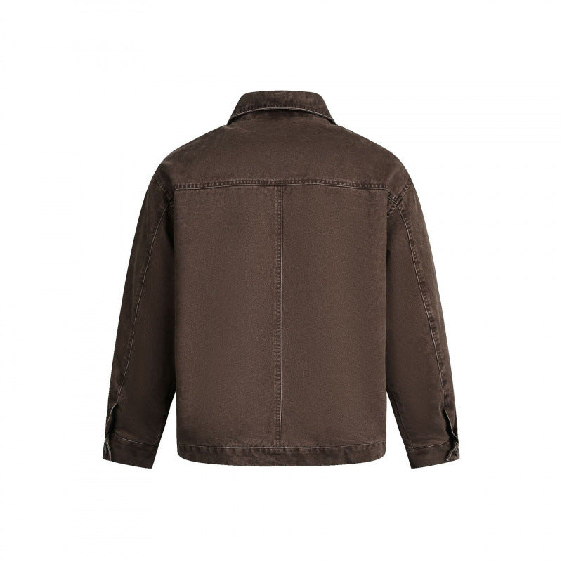 Herren Oversized Canvas-Jacke mit Hemdkragen, Raglannähten und durchgehendem Reißverschluss Shop Nory