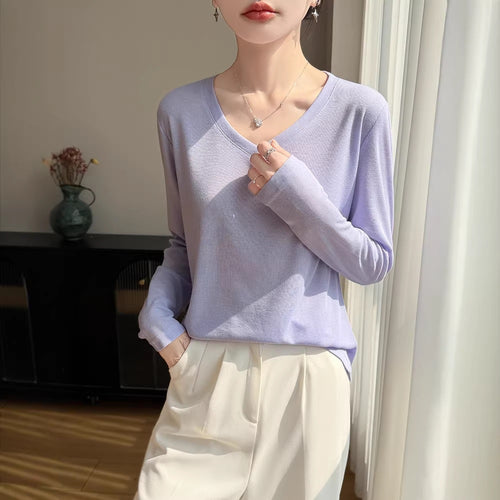 Damen Leichtes V-Ausschnitt-Feinstrick-Longsleeve Shop Nory
