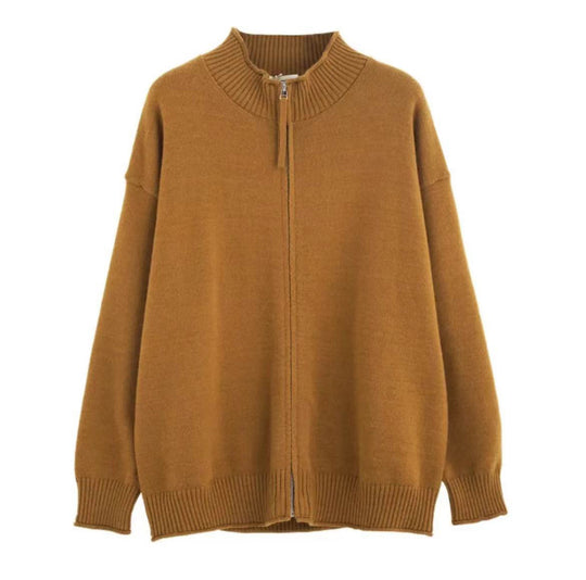 Damen Freizeit Strickjacke mit hohem Kragen und Reißverschluss Shop Nory