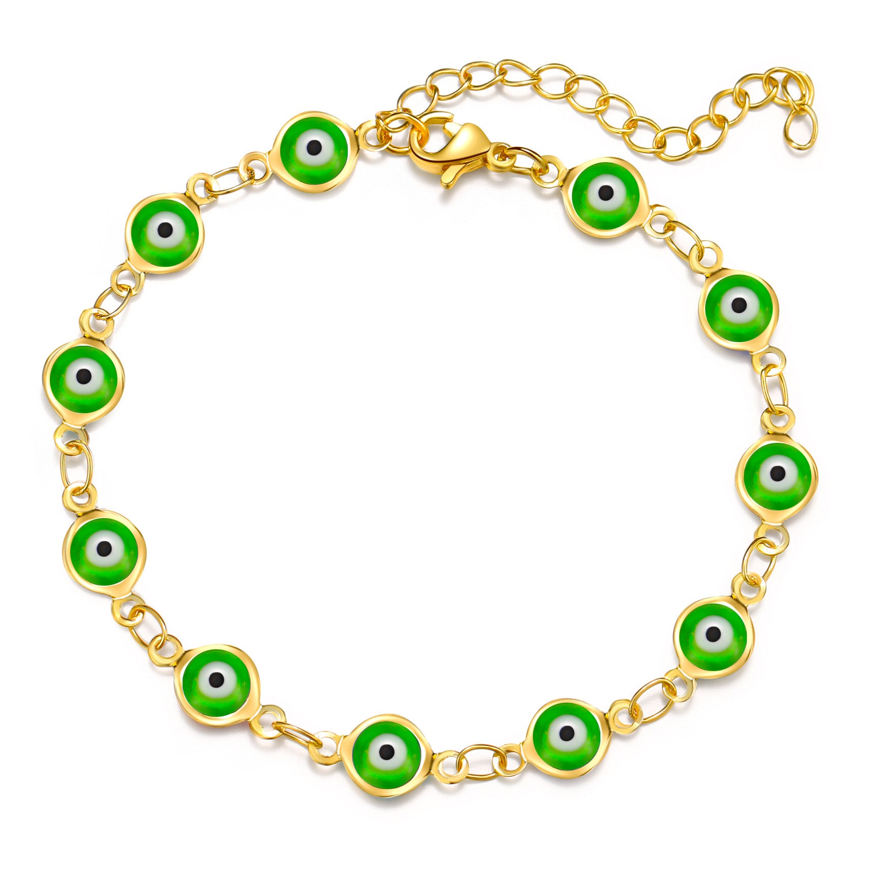 Damen Fußkettchen mit bunten Augenschutz-Anhängern und hochwertiger Gliederkette Shop Nory