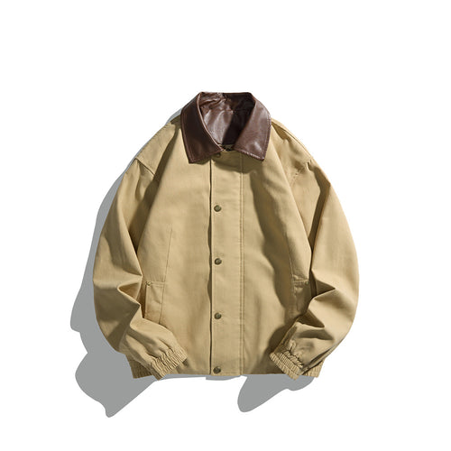Herren Maskuliner Boxy-Fieldblouson mit kontrastierendem Kunstlederkragen und verdeckter Druckknopfleiste Shop Nory