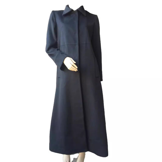 Damen Bodenlanger Einreiher-Mantel mit Gehschlitz und taillierter Silhouette Shop Nory