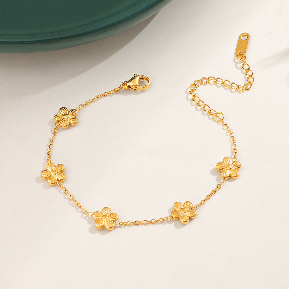Damen zierliches Armband mit floralen Anhängern Shop Nory
