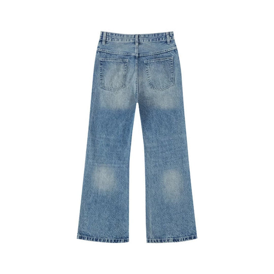 Damen Weite Distressed Denim-Jeans im Palazzo-Schnitt Shop Nory