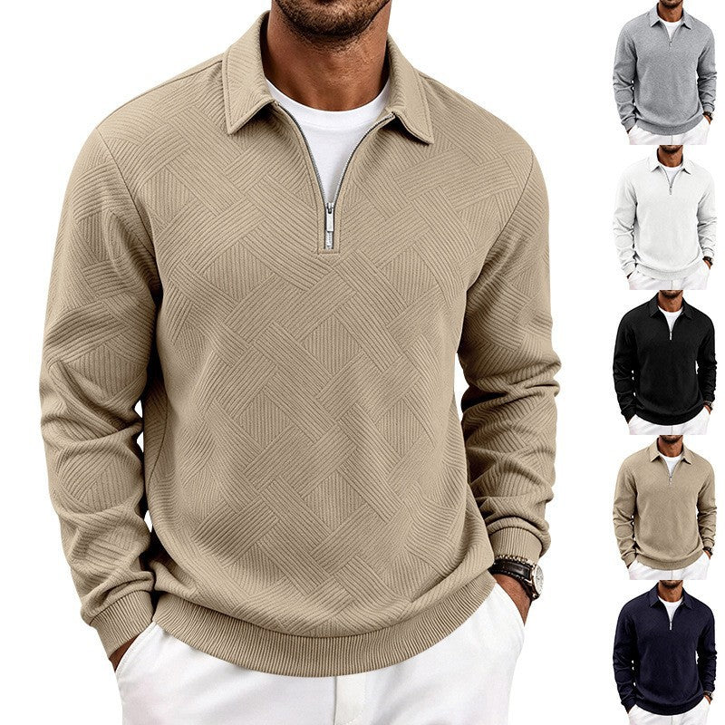 Herren Halbzip-Pullover mit geometrischer Waffelstruktur Shop Nory