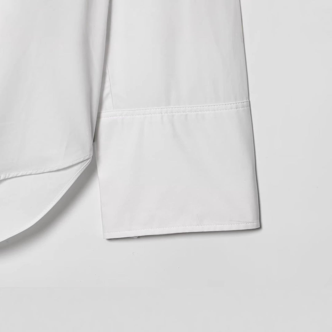 Damen Seidige Schluppenbluse mit Zierschal und verlängertem Rückensaum Shop Nory