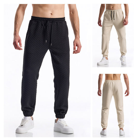 Herren Texturierte Freizeit-Jogginghose mit Elastikbund, Kordelzug und gerippten Bündchen Shop Nory