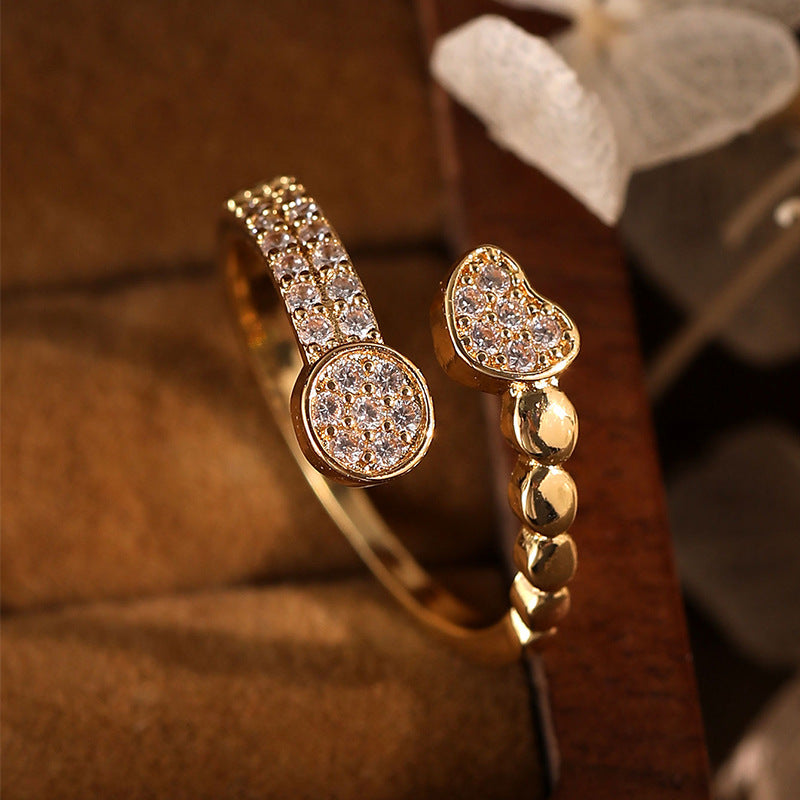 Damen Offener Ring mit herzförmigem Design und funkelnden Kristallen Shop Nory
