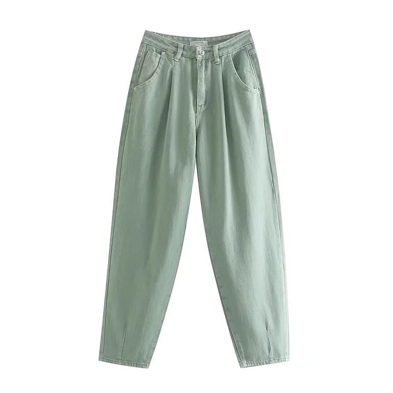 Damen Hochtaillierte Tapered‑Hose mit vorn gelegten Bundfalten und legerer Passform Shop Nory