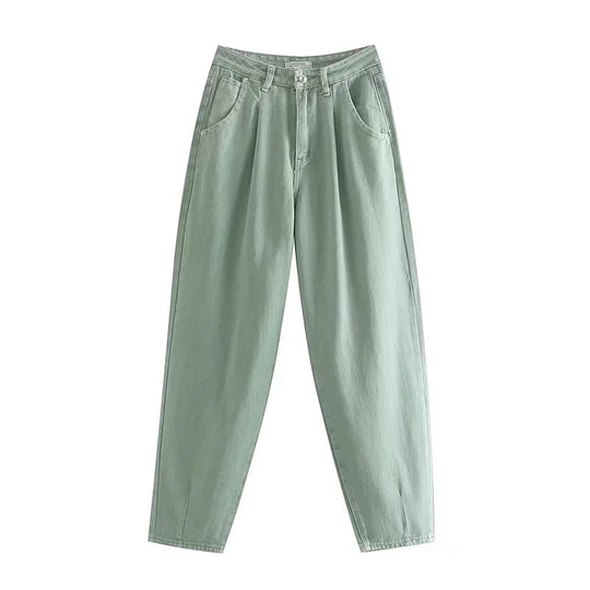 Damen Hochtaillierte Tapered‑Hose mit vorn gelegten Bundfalten und legerer Passform Shop Nory