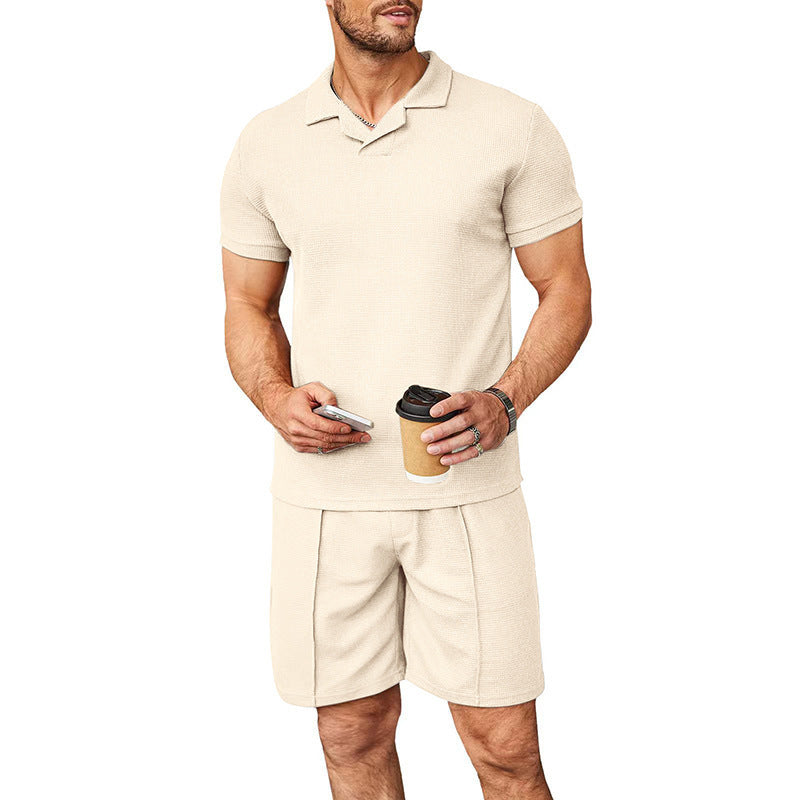 Herren Freizeit Polo- und Shorts-Set aus atmungsaktivem Material Shopnory
