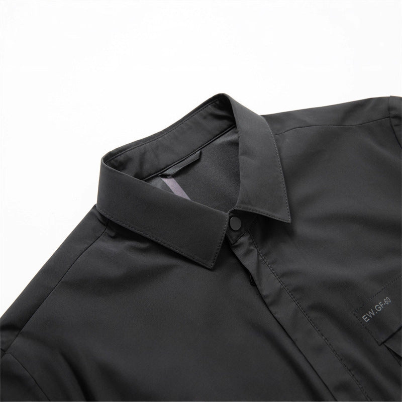 Herren Leichte Wind- und Wasserabweisende Freizeit-Zipjacke mit Hemdkragen, Brust- und Eingrifftaschen Shop Nory