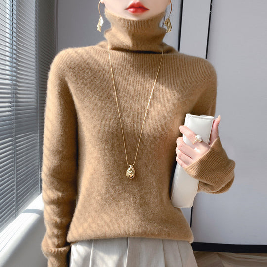 Damen Kurz geschnittener Rollkragenpullover aus weichem Kaschmir-Blend mit schmaler Silhouette Shop Nory