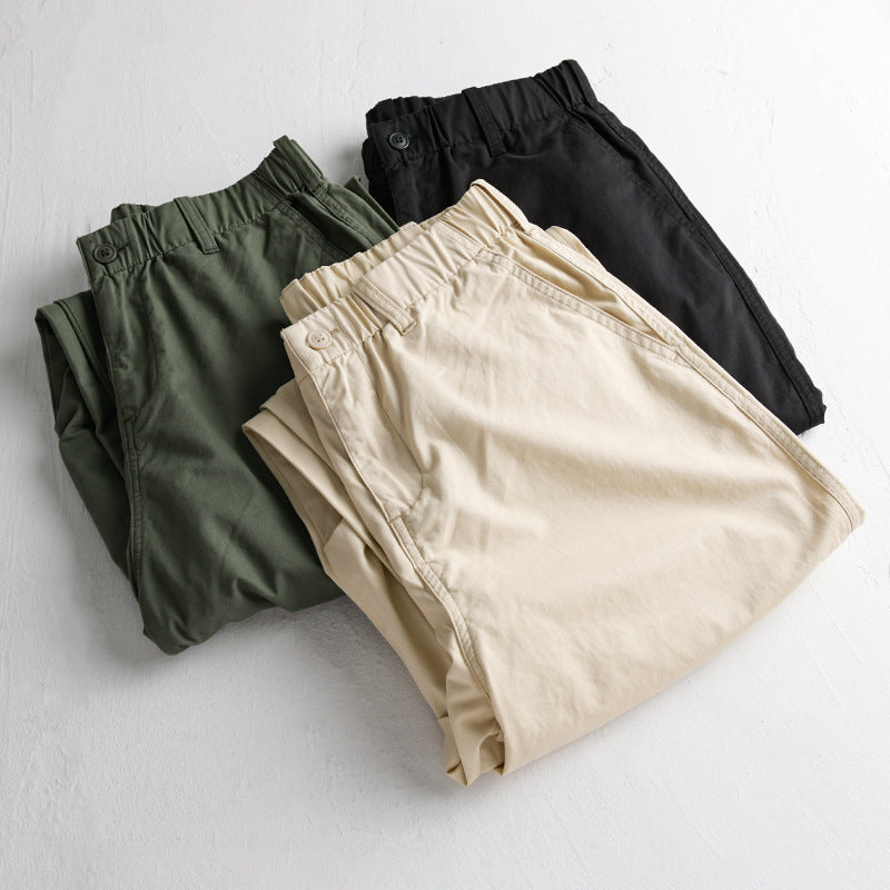 Herren lässige Chinohose mit Elastikbund, Kordelzug und konischem Bein Shop Nory