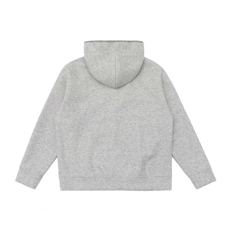 Unisex Oversize Kapuzenpullover aus melierter Fleece‑Mischung mit Henley‑Knopfblende und Kängurutasche Shop Nory
