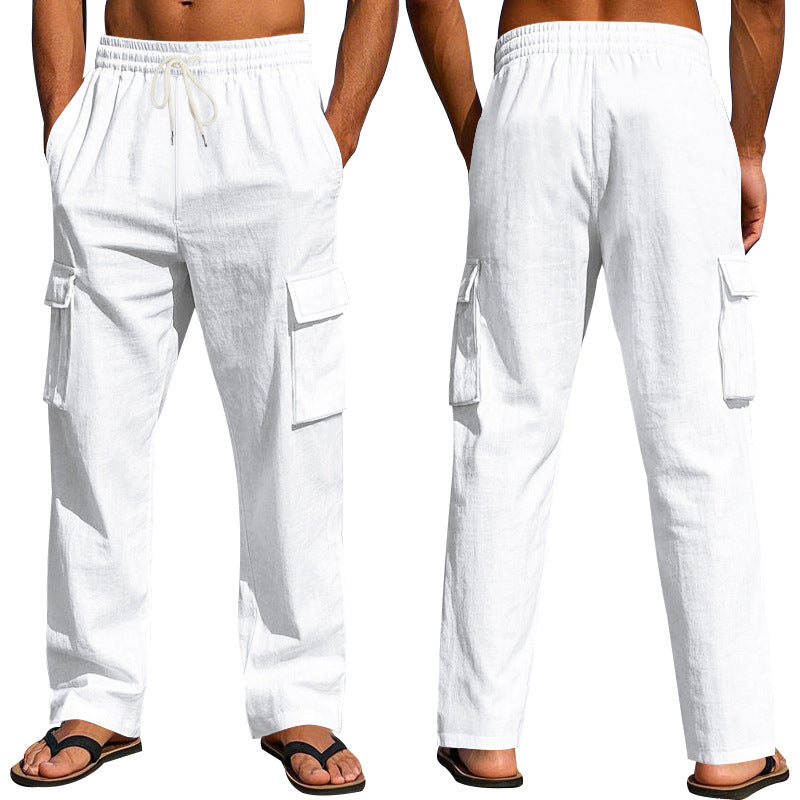 Herren Weit geschnittene Cargo-Hose aus leichtem Ripstop mit elastischem Bund und Klappentaschen Shop Nory