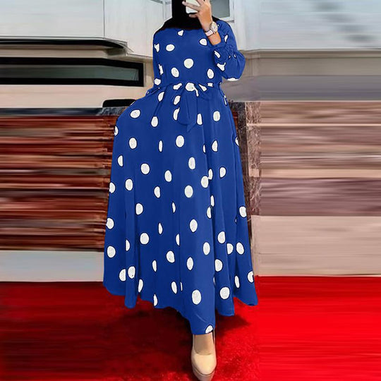 Damen Maxikleid mit auffälligem Polka-Dot-Muster