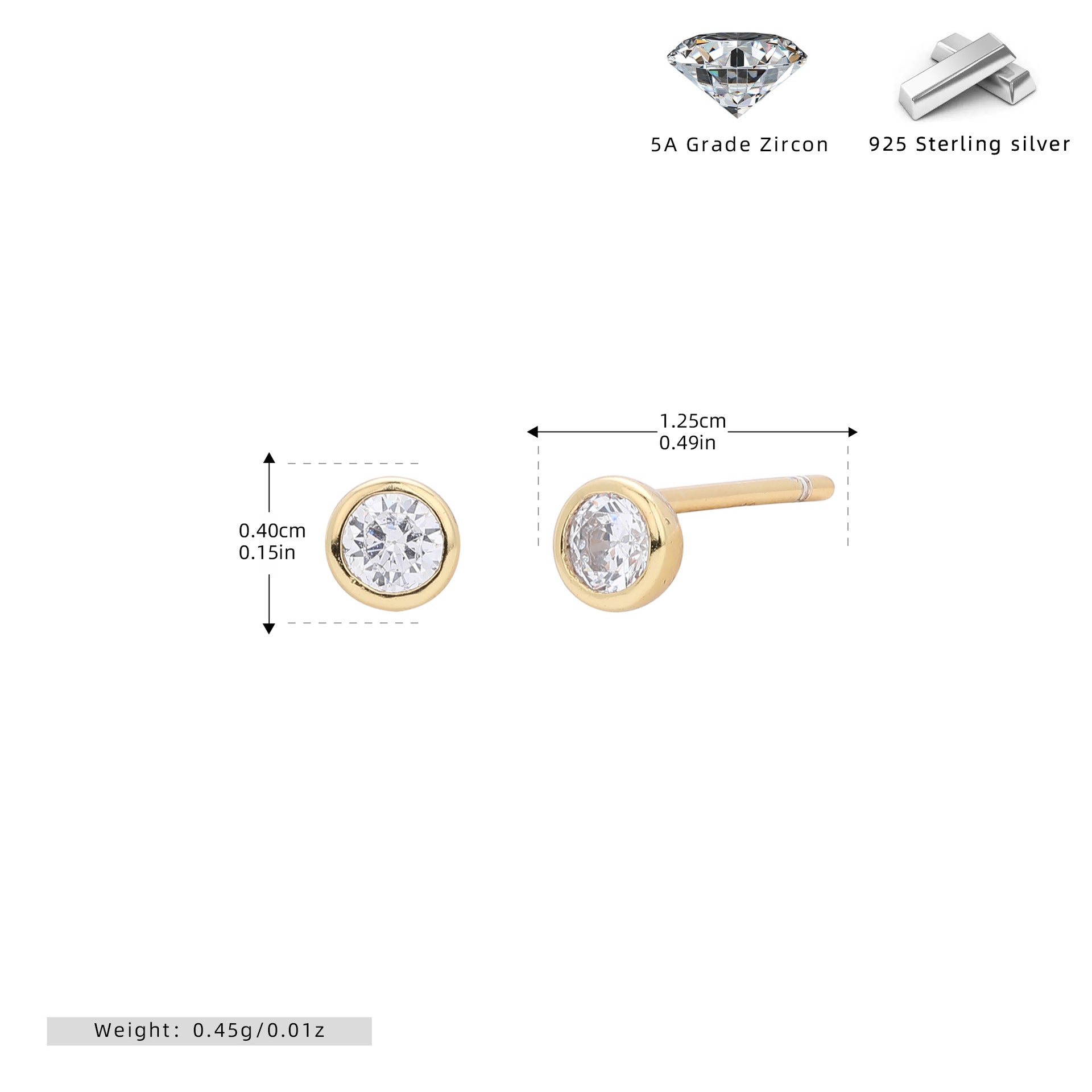 Damen Ohrstecker aus 925 Sterling Silber mit funkelnden 5A Zirkonsteinen Shop Nory