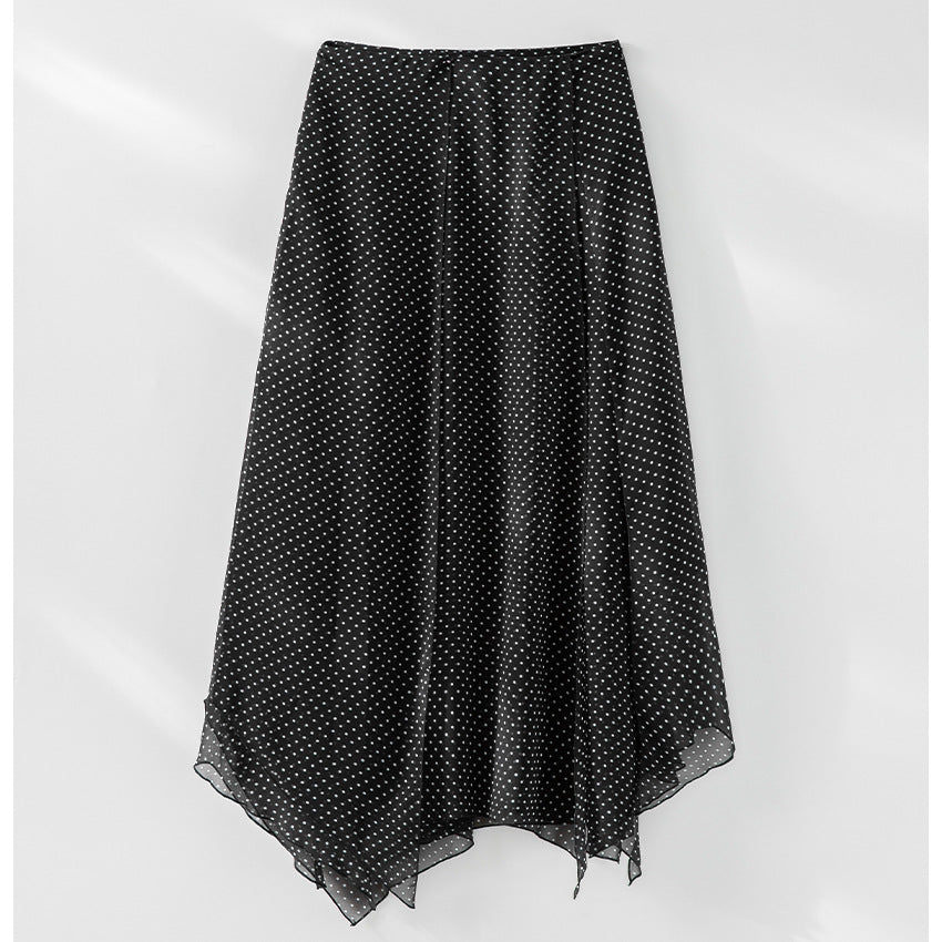 Damen Chiffon-Bluse mit Schleifenkragen, Pünktchenmuster und Biesen-Detail Shop Nory