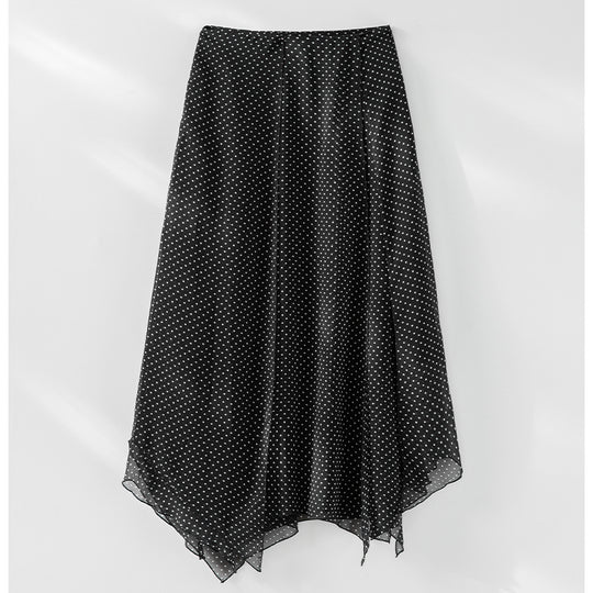 Damen Chiffon-Bluse mit Schleifenkragen, Pünktchenmuster und Biesen-Detail Shop Nory