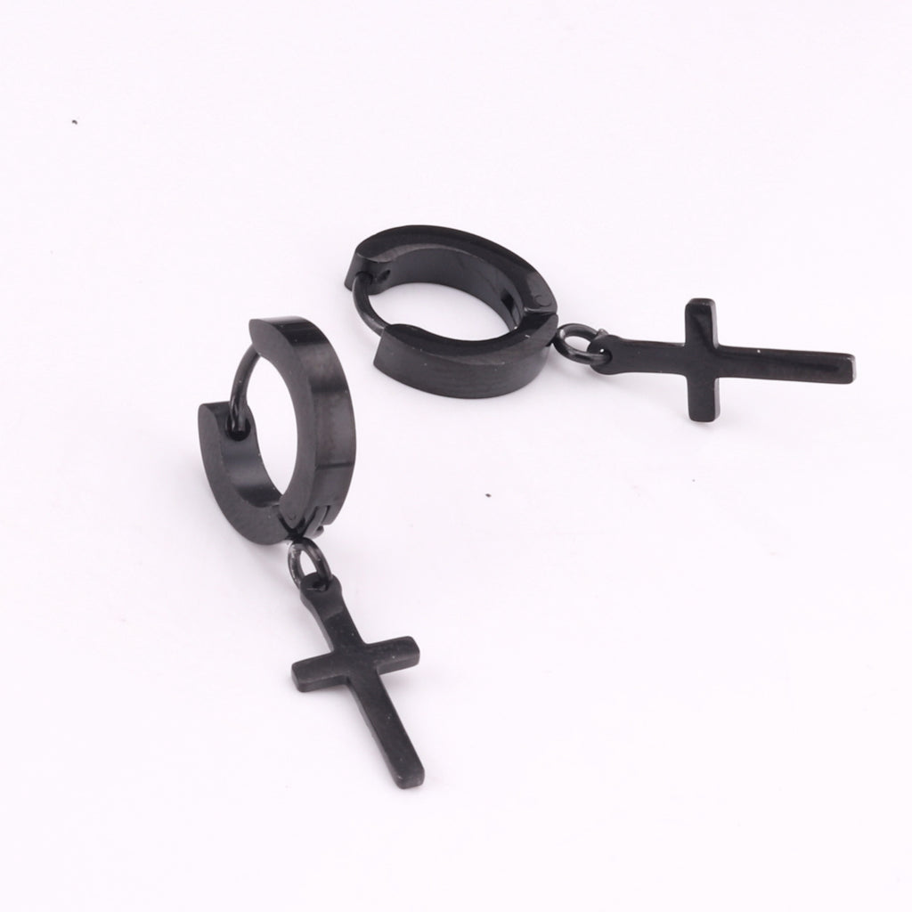 Damen hängende Ohrstecker mit Kreuzdesign aus glänzendem Edelstahl Shop Nory