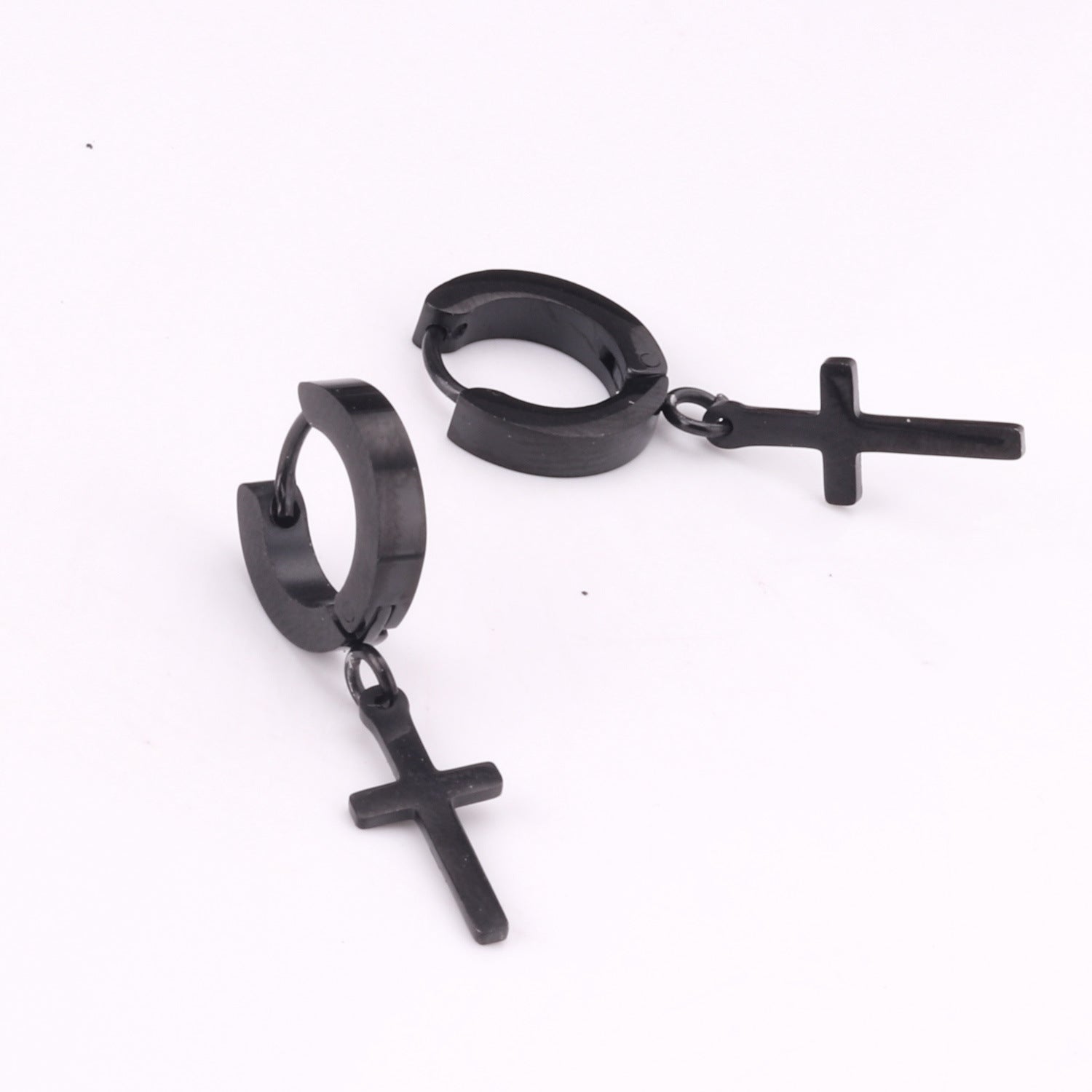 Damen hängende Ohrstecker mit Kreuzdesign aus glänzendem Edelstahl Shop Nory