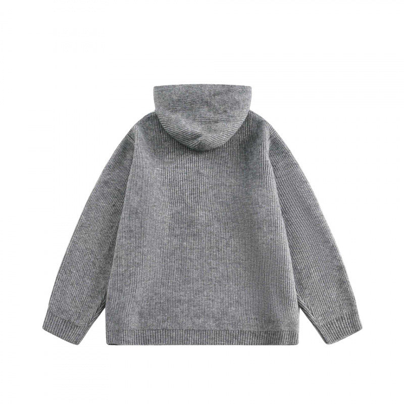 Unisex Oversize-Kapuzenpullover aus feinem Feinstrick mit halbem Reißverschluss Shop Nory