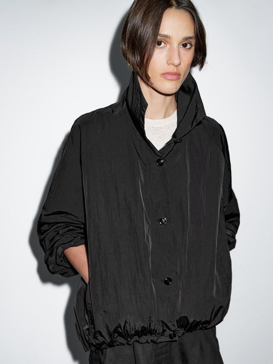 Damen Modische Kurzjacke mit hohem Kragen und elastischem Bund