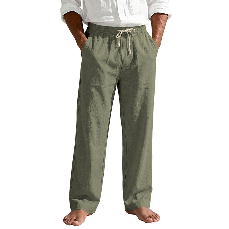 Herren Leinenoptik Relaxhose mit elastischem Bund, Tunnelzug und Seitentaschen Shop Nory