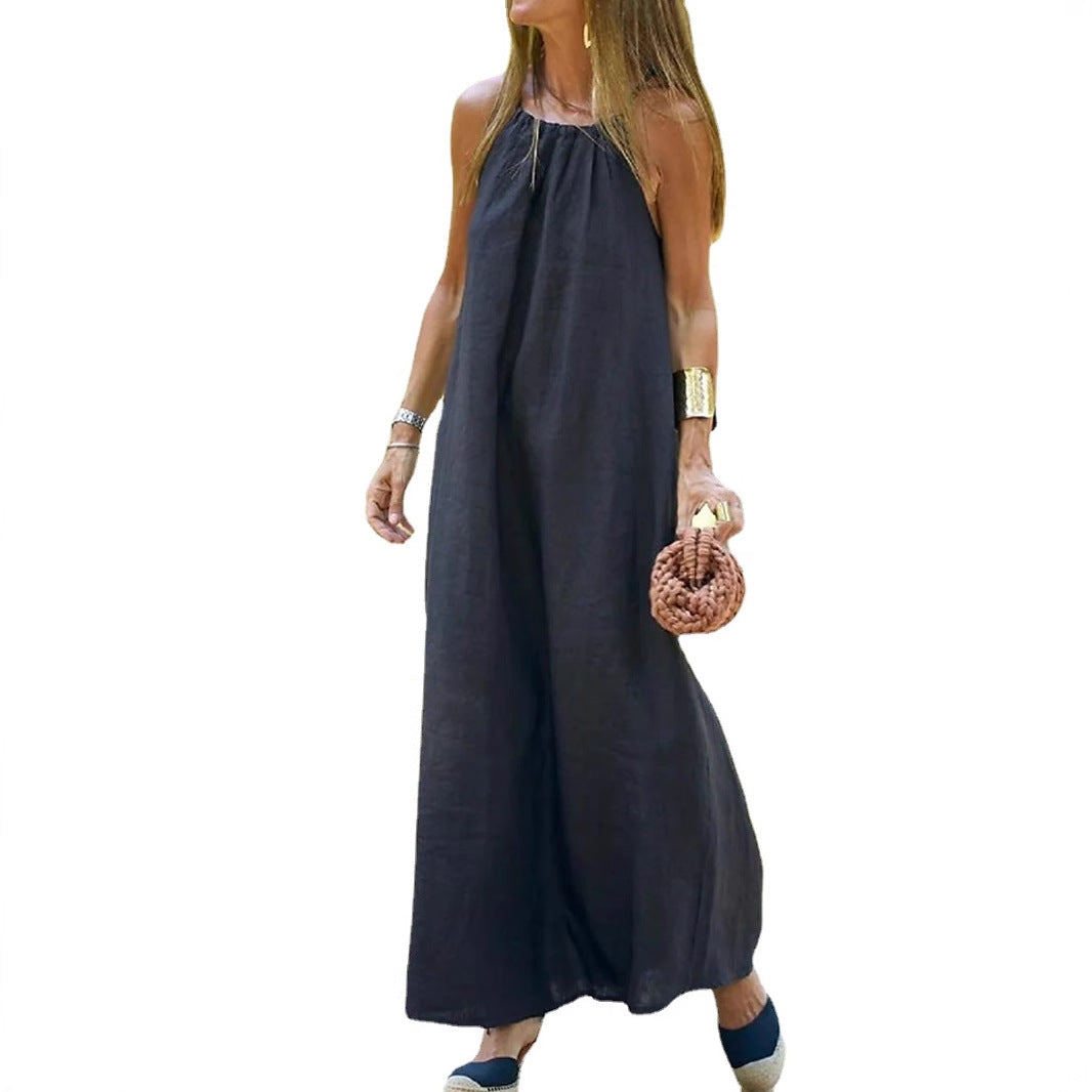 Damen Maxikleid mit Spaghettiträgern und elegantem fließendem Schnitt