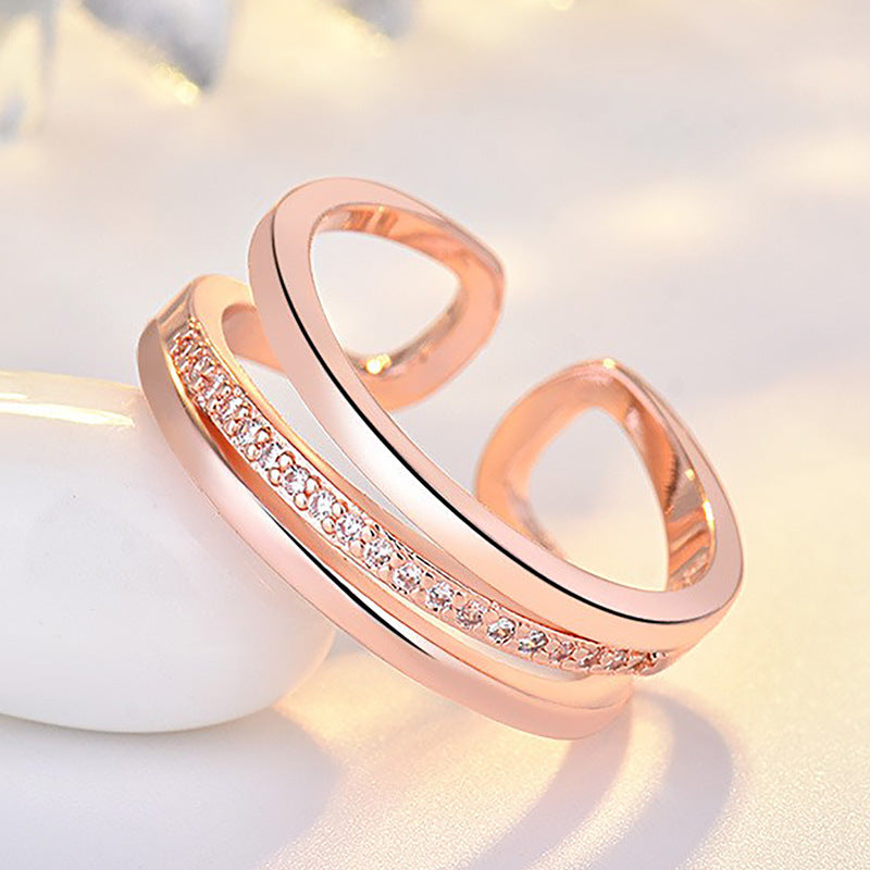 Damen Offener Ring mit funkelndem Zirkonia-Besatz und modernem Design Shop Nory
