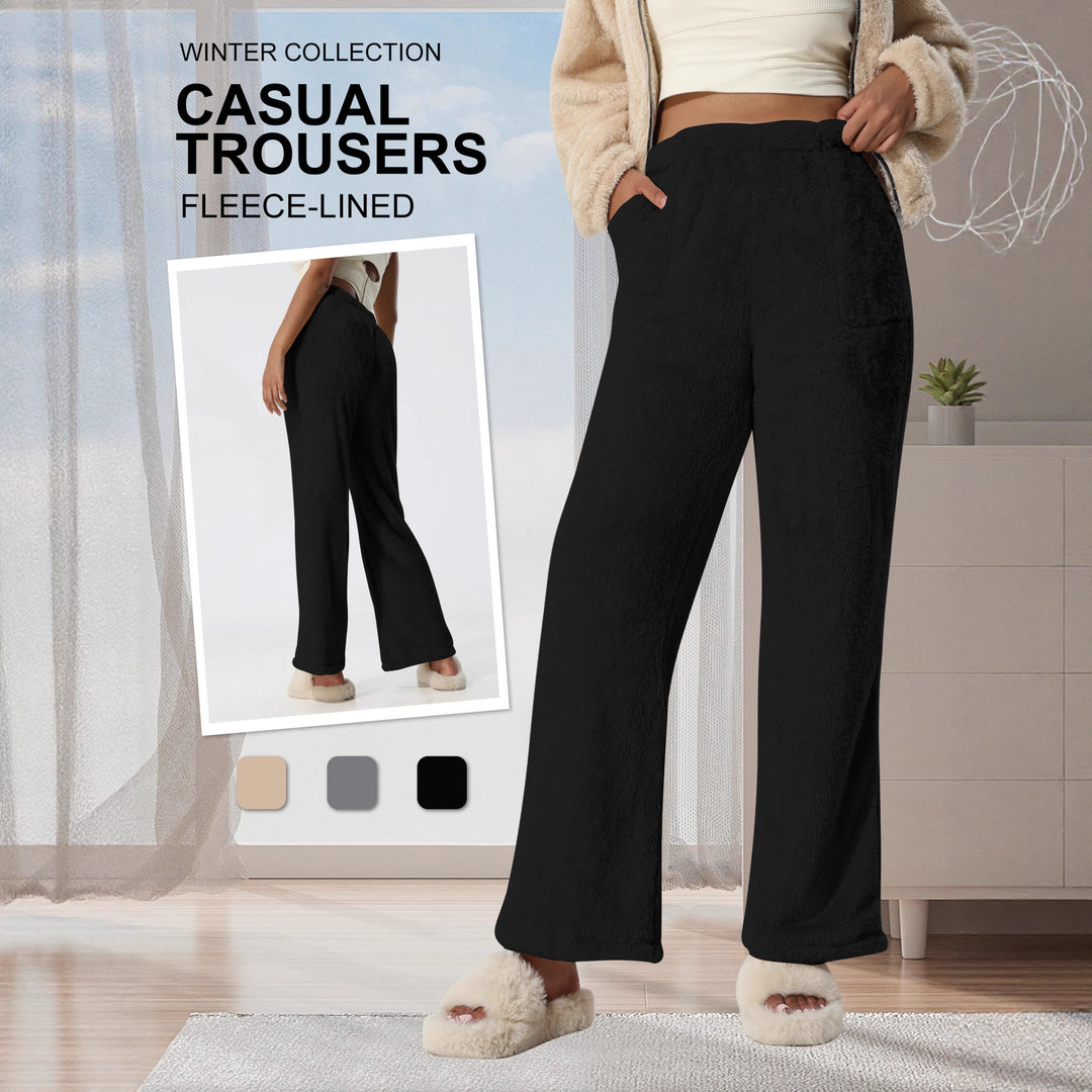 Damen Kuschelige Lounge‑Hose mit weitem Bein, Fleecegefüttert und Kordelzug Shopy Nory