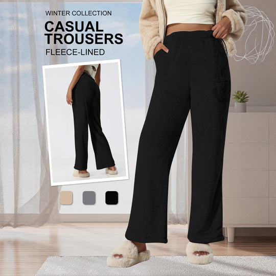 Damen Kuschelige Lounge‑Hose mit weitem Bein, Fleecegefüttert und Kordelzug Shopy Nory