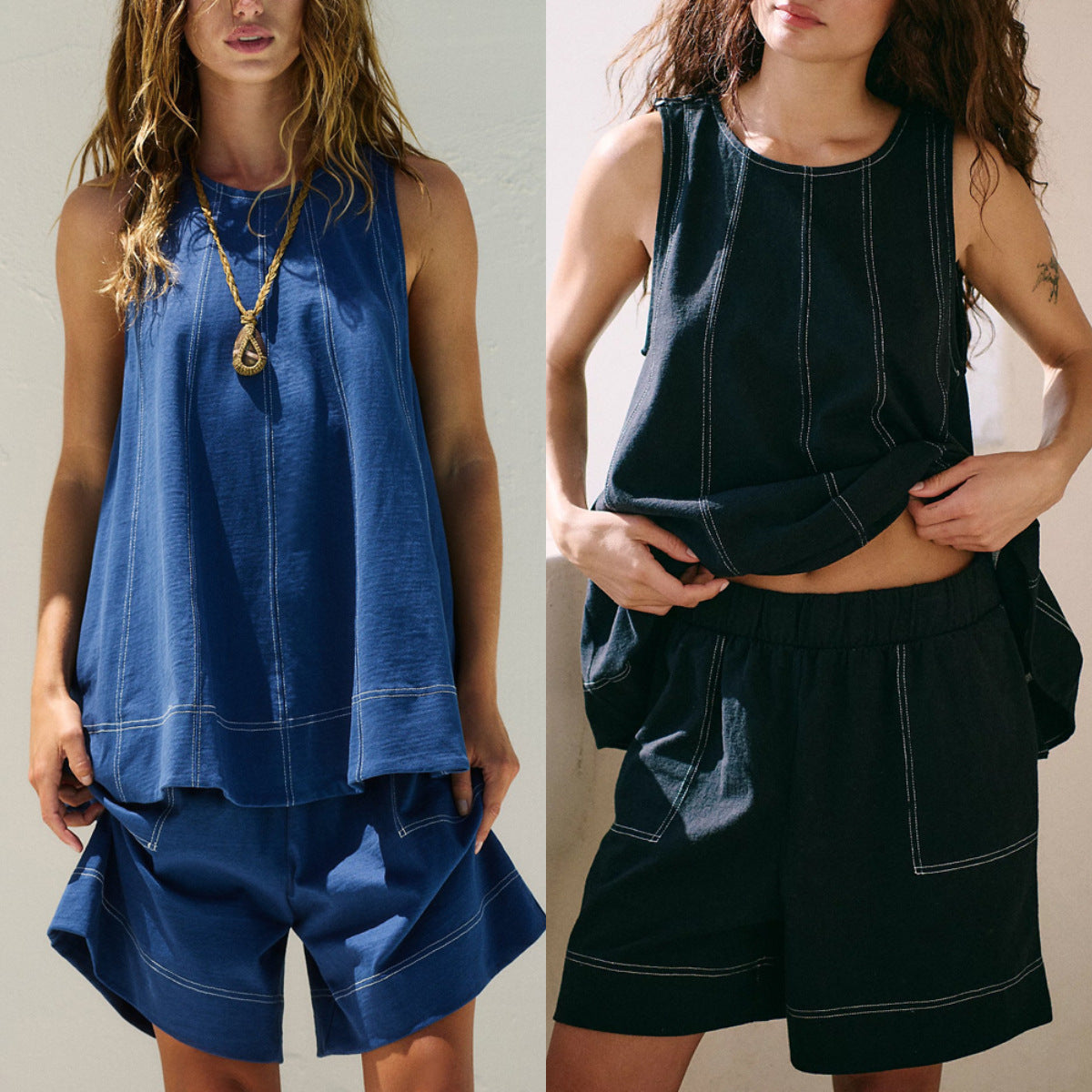 Damen lässiges Top und Shorts Set mit weitem Schnitt