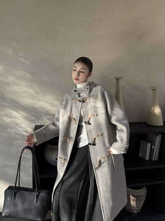 Damen Woll-Dufflecoat mit Knebelverschlüssen und Oversize-Schnitt Shop Nory