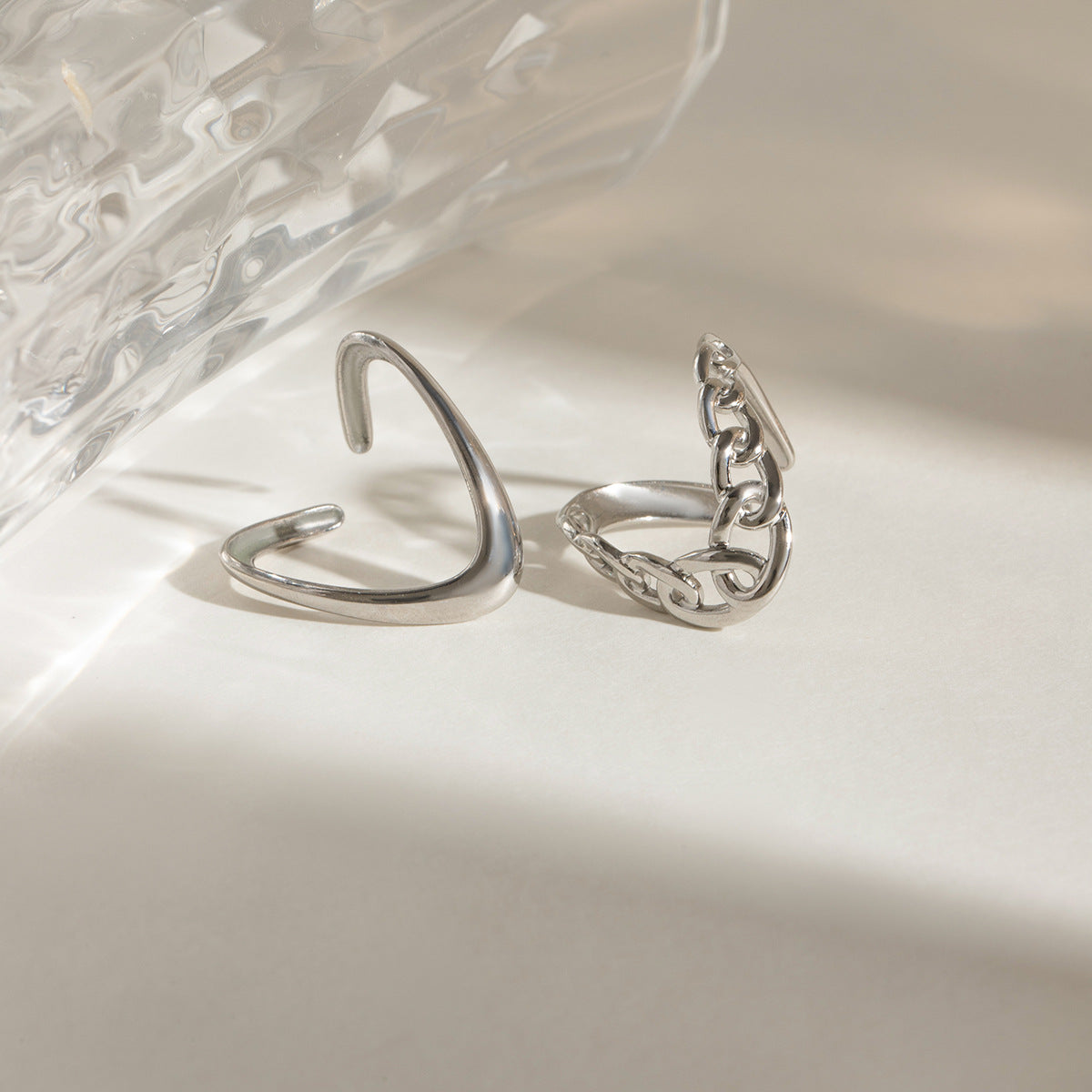 Damen Offener Ring aus hypoallergenem Edelstahl mit modernem Design Shop Nory